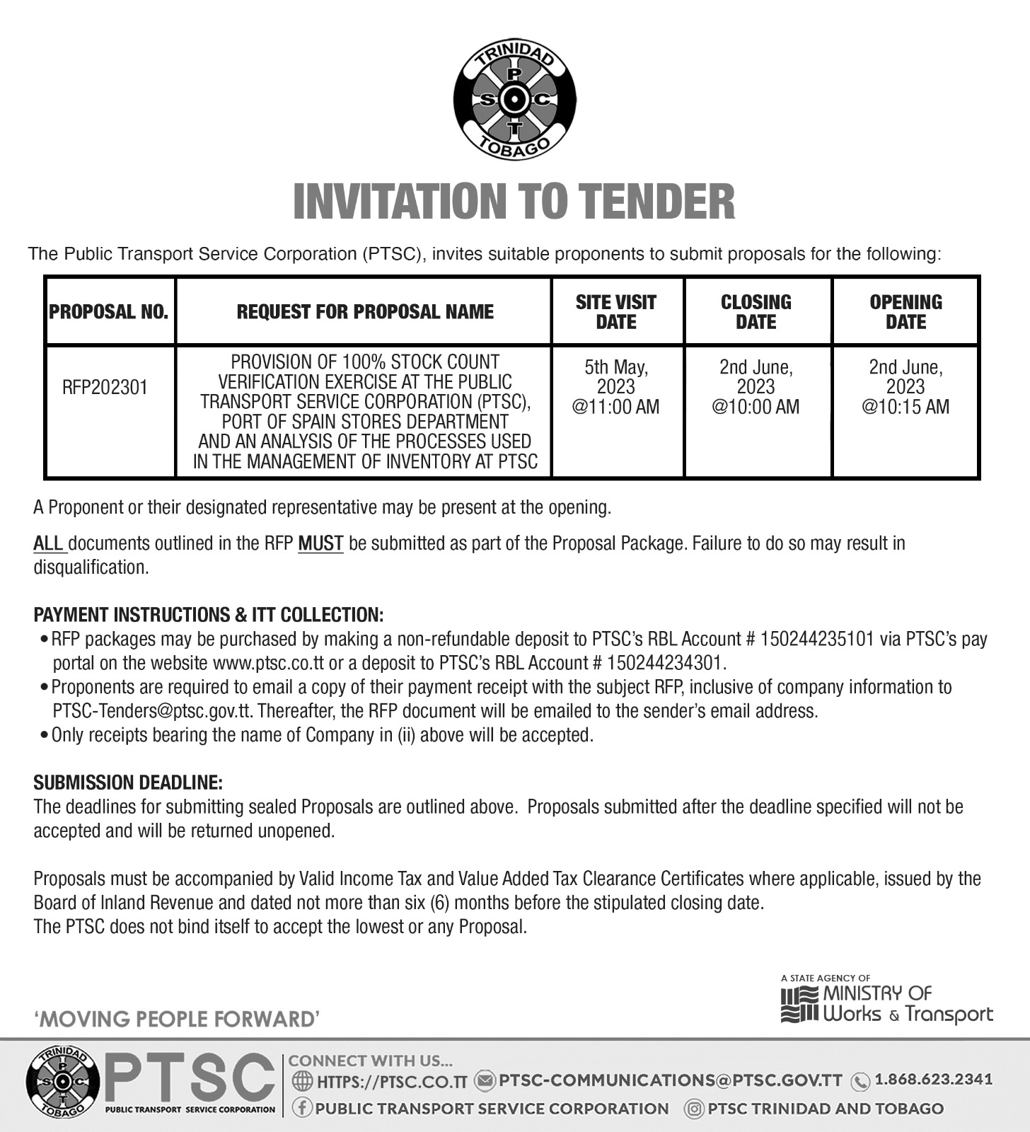 INVITATION TO TENDER - PTSC